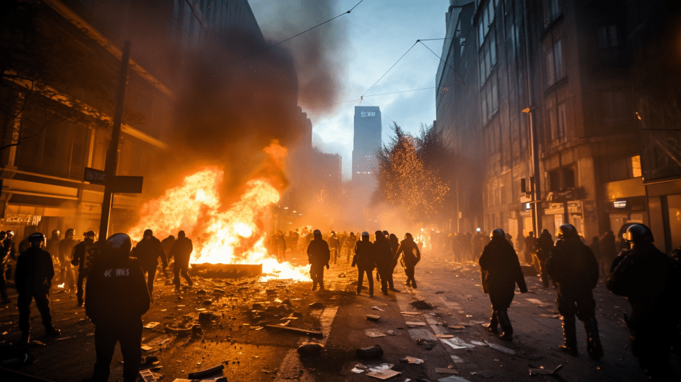 Civil Unrest in an urban city