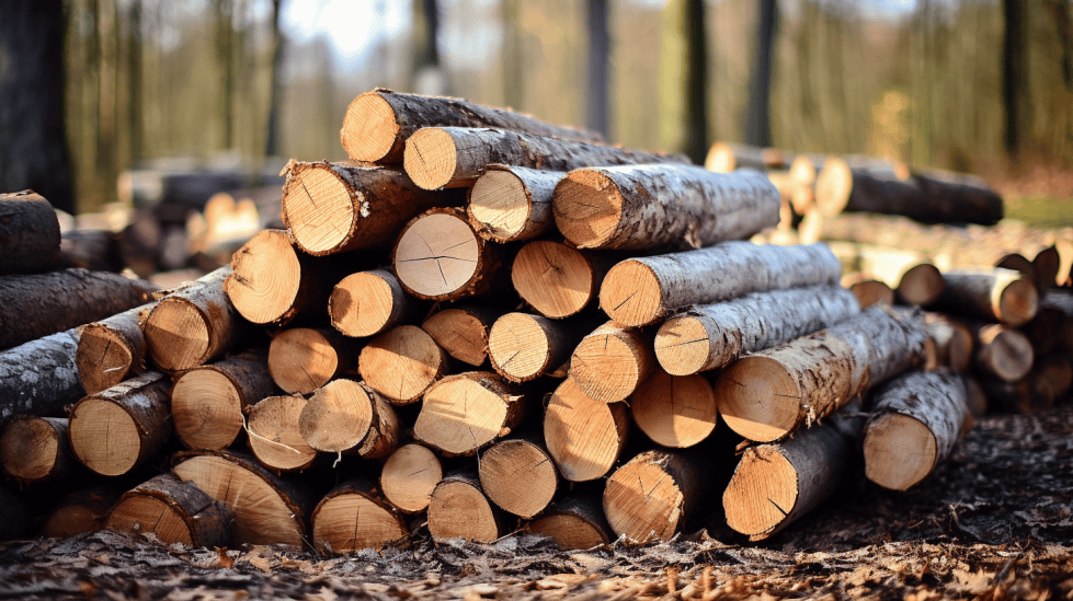 Pile of Hardwood logs on the ground