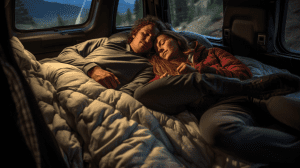 Man and Woman Sleeping in A Van