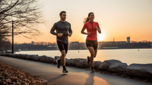 Healthy Man and Woman Running