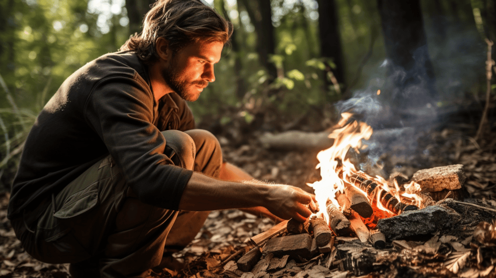 Survivalist Making a Fire