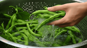 Washing fresh green beans