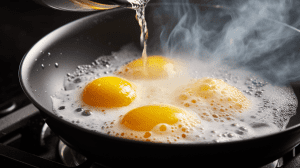 powdered eggs in a skillet